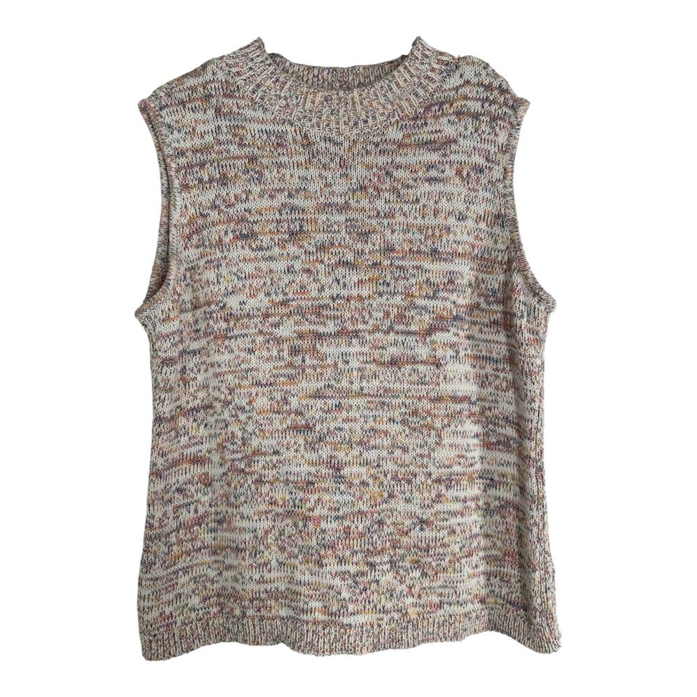 Talbots Womens Rainbow Knit Sweater Tank Sz 2X Boho Whimsical Colorful